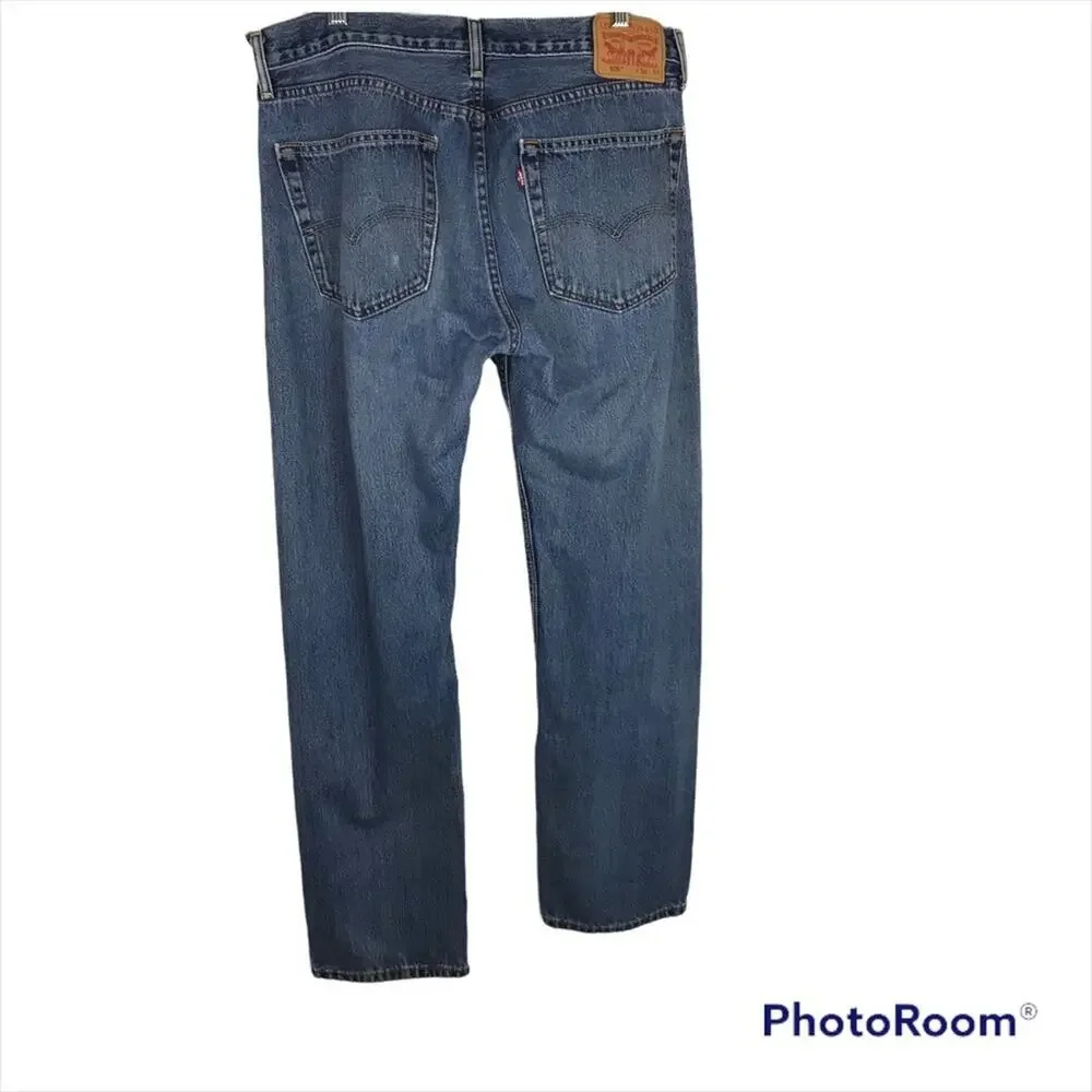 LEVI'S Mens 505 Medium Wash Straight Leg Jeans Sz W36L34